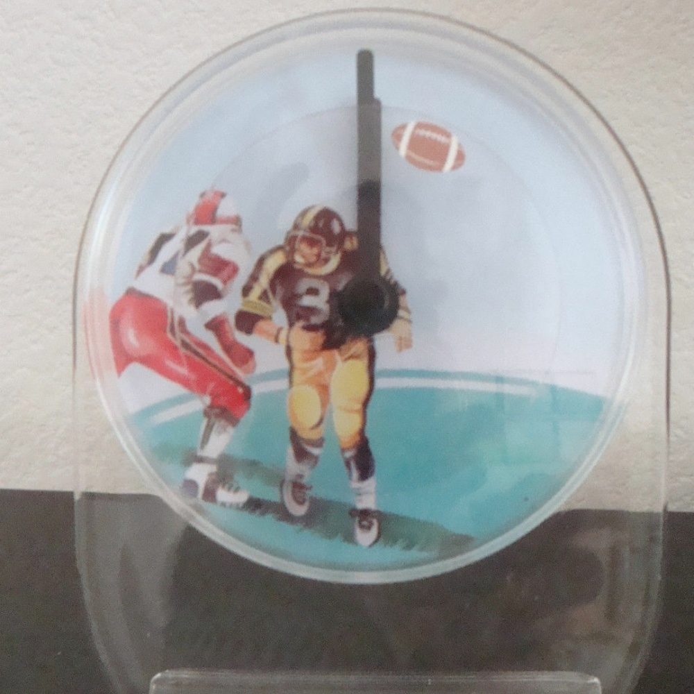 Vintage Sports Clock Novelty Turning Disc Football w Box